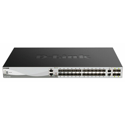 D-Link DGS-3130-30S/B1A, PROJ L3 Managed Switch with 24 100/1000Base-X SFP ports and 2 10GBase-T ports and 4 10GBase-X SFP+ ports.16K Mac address, SIM, USB port, IPv6, SSL v3, 802.1Q VLAN, GVRP, 802.