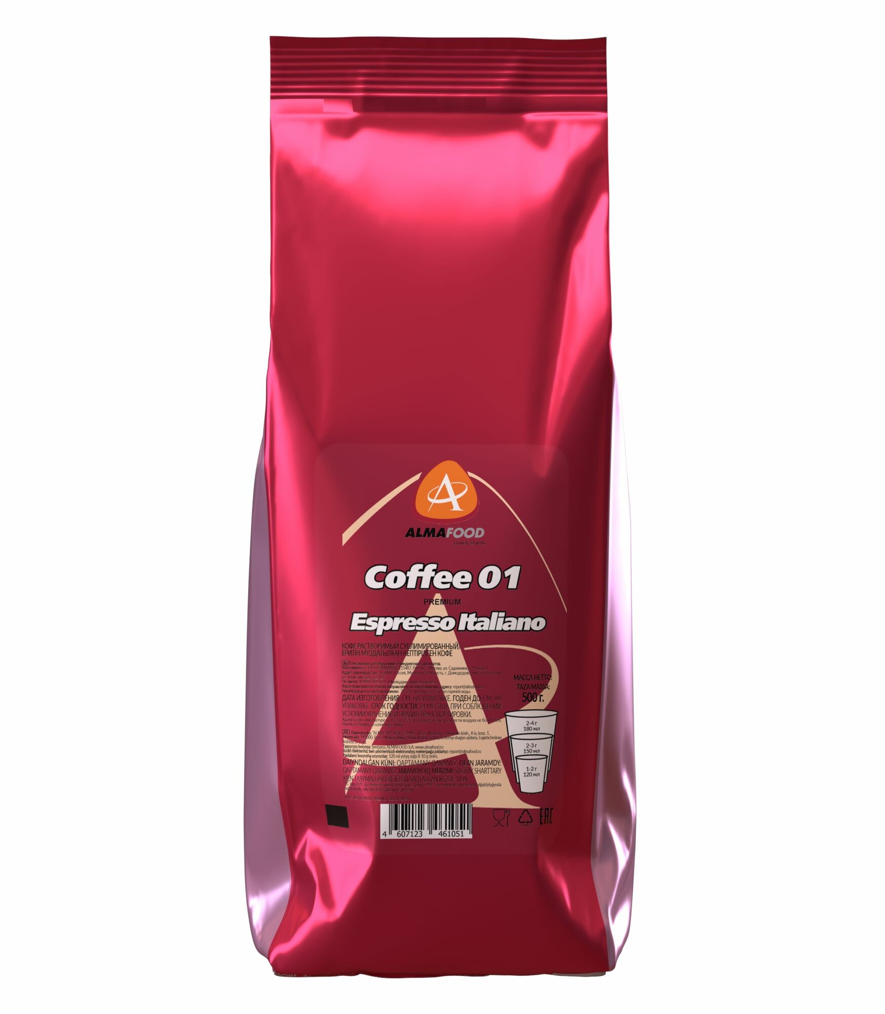 Кофе растворимый 500гр сублимированный Almafood 01 Premium Espresso Italiano