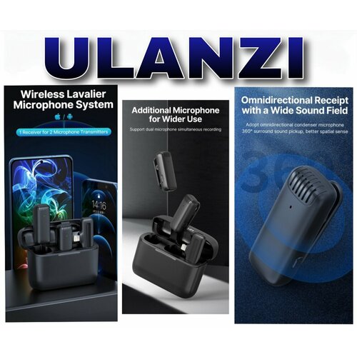 Беспроводной петличный микрофон 2 в 1 TypeC черный