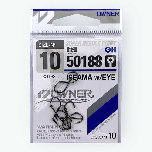 Крючки рыболовные Owner ISEAMA 50188 №10 - диаметр 0,68 - в наборе 10 шт
