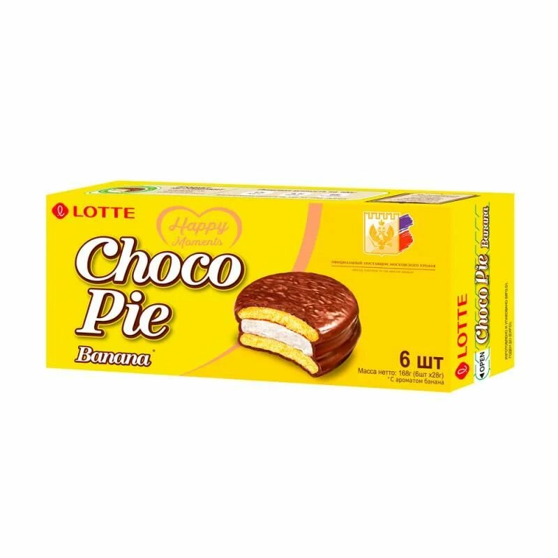 Печенье прослоенное глазированное Choco Pie, банан, 168 г х 3 шт.