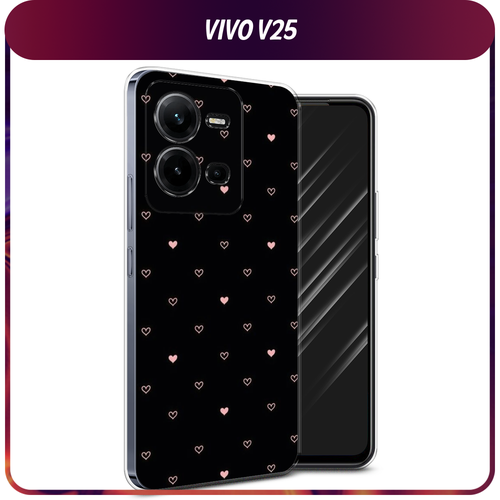 Силиконовый чехол на Vivo V25/V25e / Виво V25/V25e Чехол с сердечками силиконовый чехол на vivo v25 v25e виво v25 v25e рыжий кот в венке