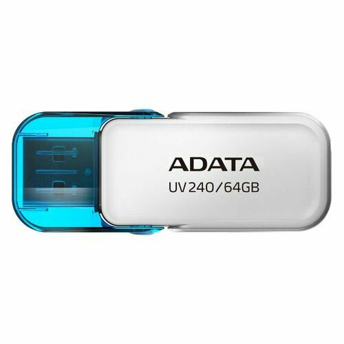 Флешка USB A-Data UV240 64ГБ, USB2.0, белый и голубой [auv240-64g-rwh]
