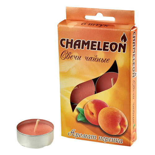 Свечи чайные chameleon 6шт 375х 15см 4чг аромат персик 599₽