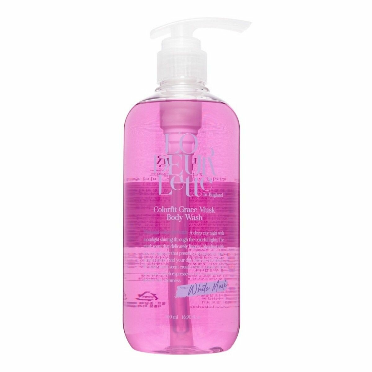 фото LODEURLETTE Парфюмированный гель для душа с ароматом белого мускуса In England Colorfit Body Wash Grace Musk, 500 мл