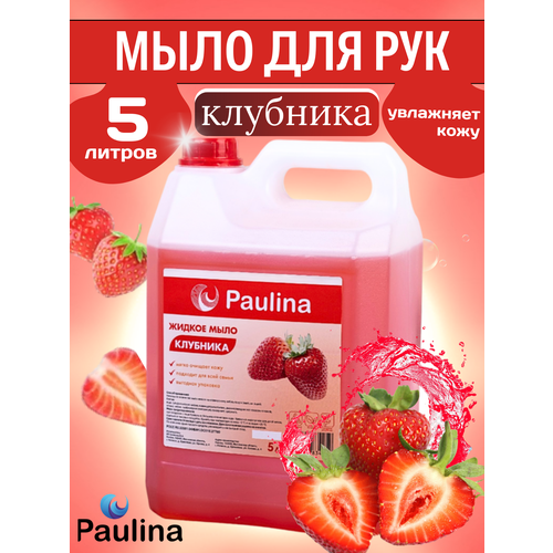 Жидкое мыло для рук и тела Paulina, клубника, 5 л жидкое мыло для рук и тела paulina роза 5 л