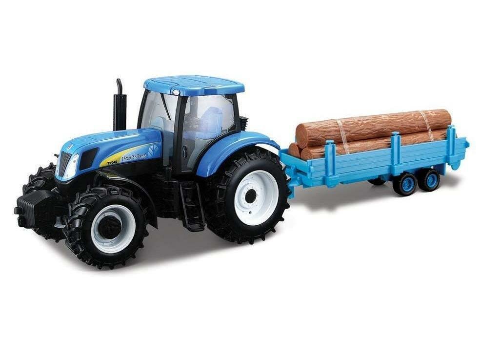 Трактор металлический Бураго (Bburago) 1/32 Farm Tractor New Holland w/Trailer, Asst 18-44060