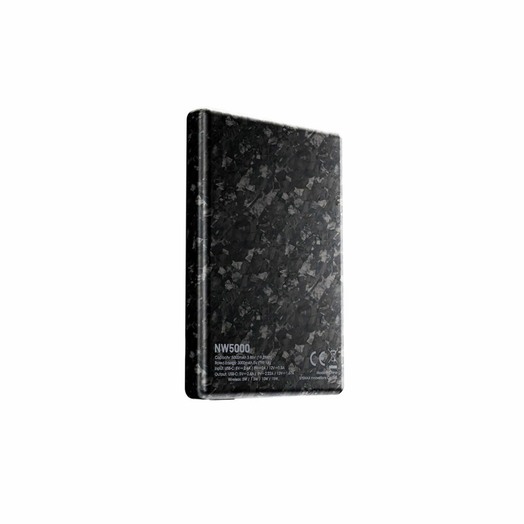 NITECORE NW5000 MAGNETIC POWER BANK, емкостью: 5000 мАч (19,25 Вт/ч), из углеродного волокна поддерживает беспроводную зарядку Qi 15 Вт и проводную зарядку QC/PD 20 Вт, — фото 1