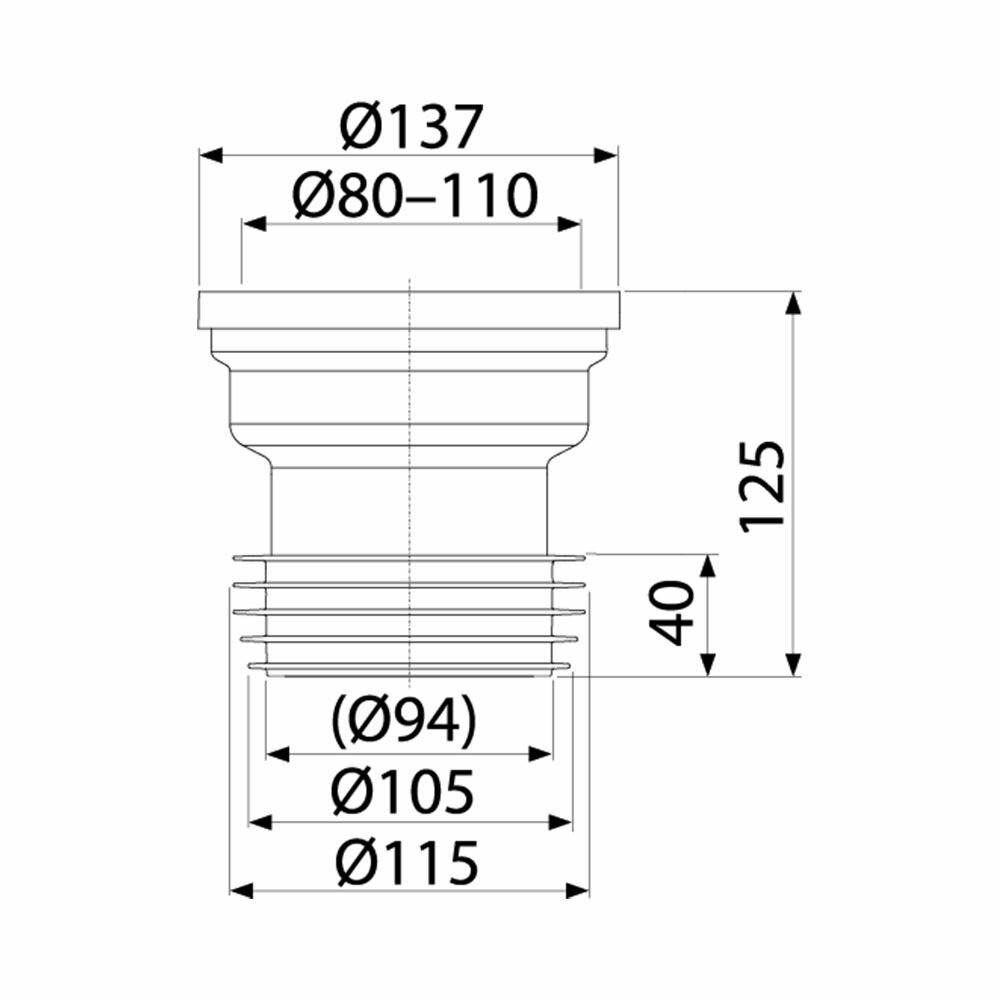 Патрубок для унитаза прямой Alcaplast A991 — фото 1