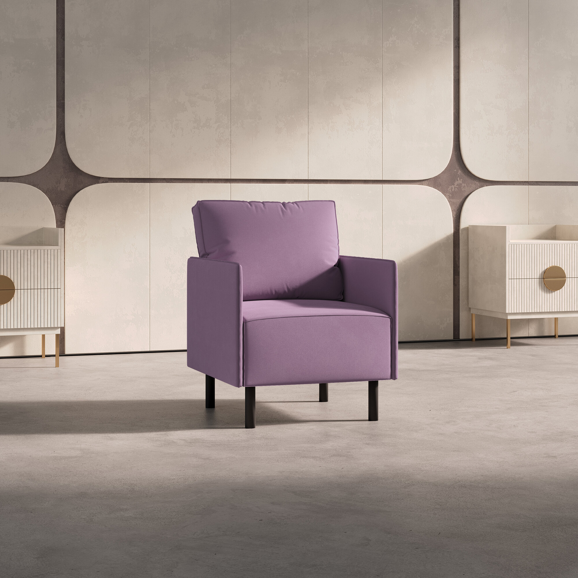 Кресло ORION с подушкой универсальное в офис студию антивандальный велюр сиреневое