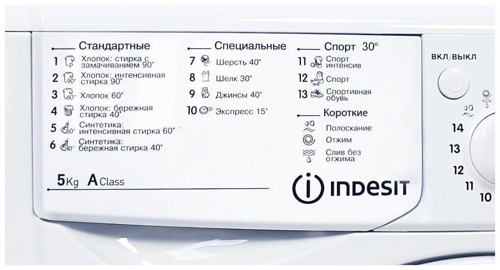 Стиральная машина Indesit IWSB 5085 белая на 5 кг, отжим 800 об/мин, с фронтальной загрузкой — фото 1