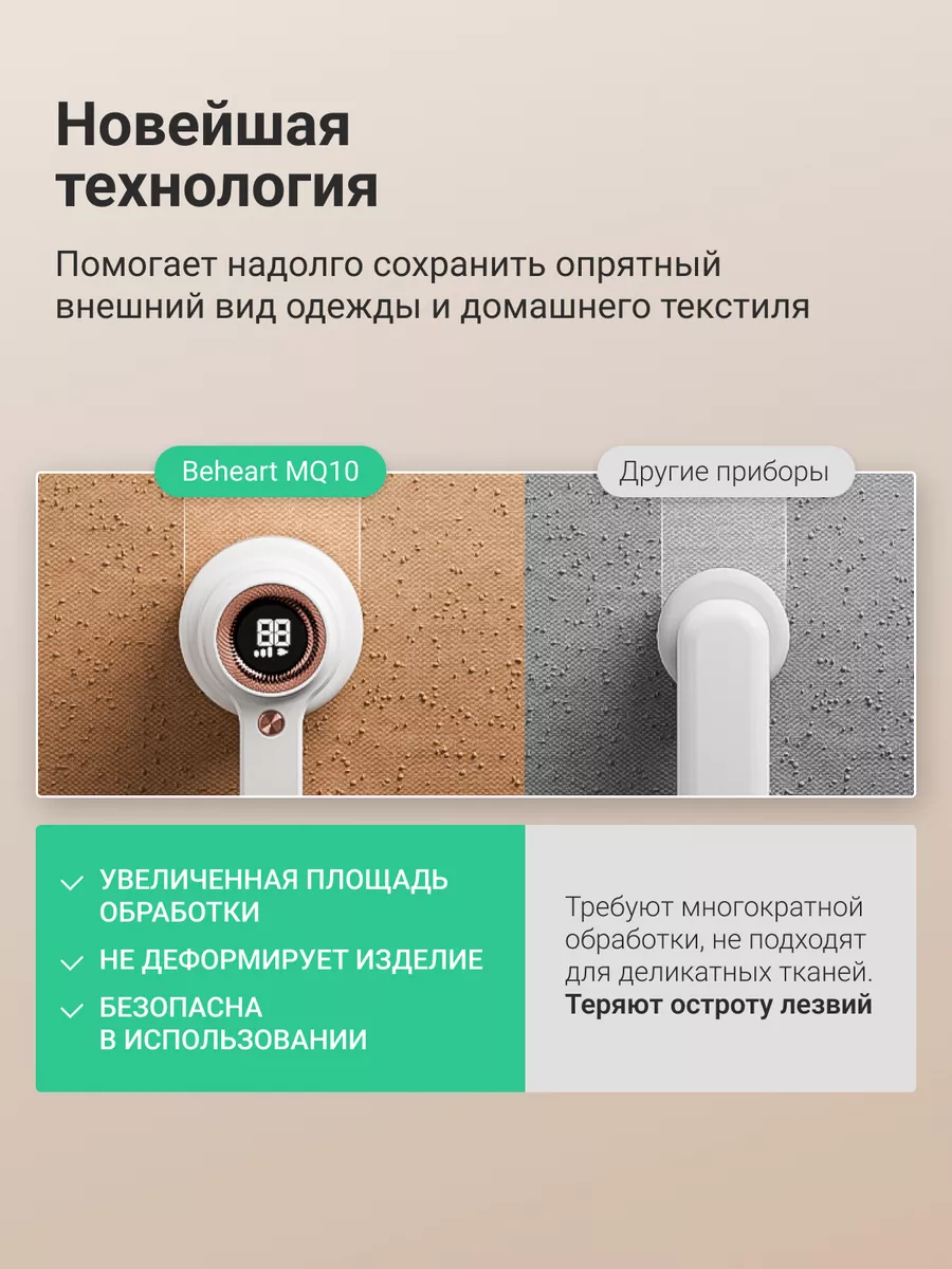 Машинка для удаления катышков Xiaomi BEHEART MQ10 белая + ролик от шерсти — фото 1