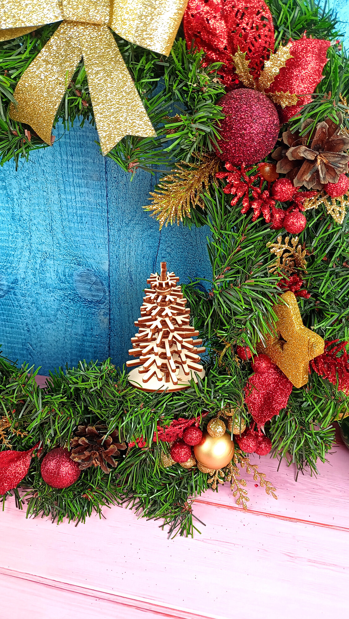 Деревянная открытка с сувениром "Елка"