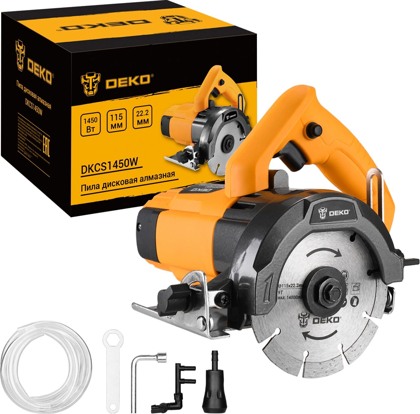 Пила дисковая алмазная DEKO DKCS1450W 115мм 1450Вт с подачей воды 084-1048