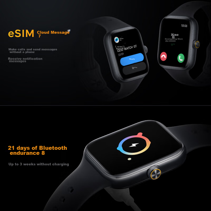 Vivo IQOO WATCH GT ESIM Soft Rubber Chasing Black Blue River Operating System, AI Experience, Independent Online Navigation, ESIM Cloud Messaging, Smart Square Face, Valentine's Day Gift for Men — фото 1