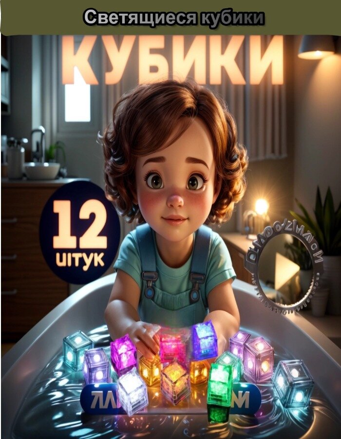 Светящиеся кубики для ванной/игрушки для ванной для малышей12 штук