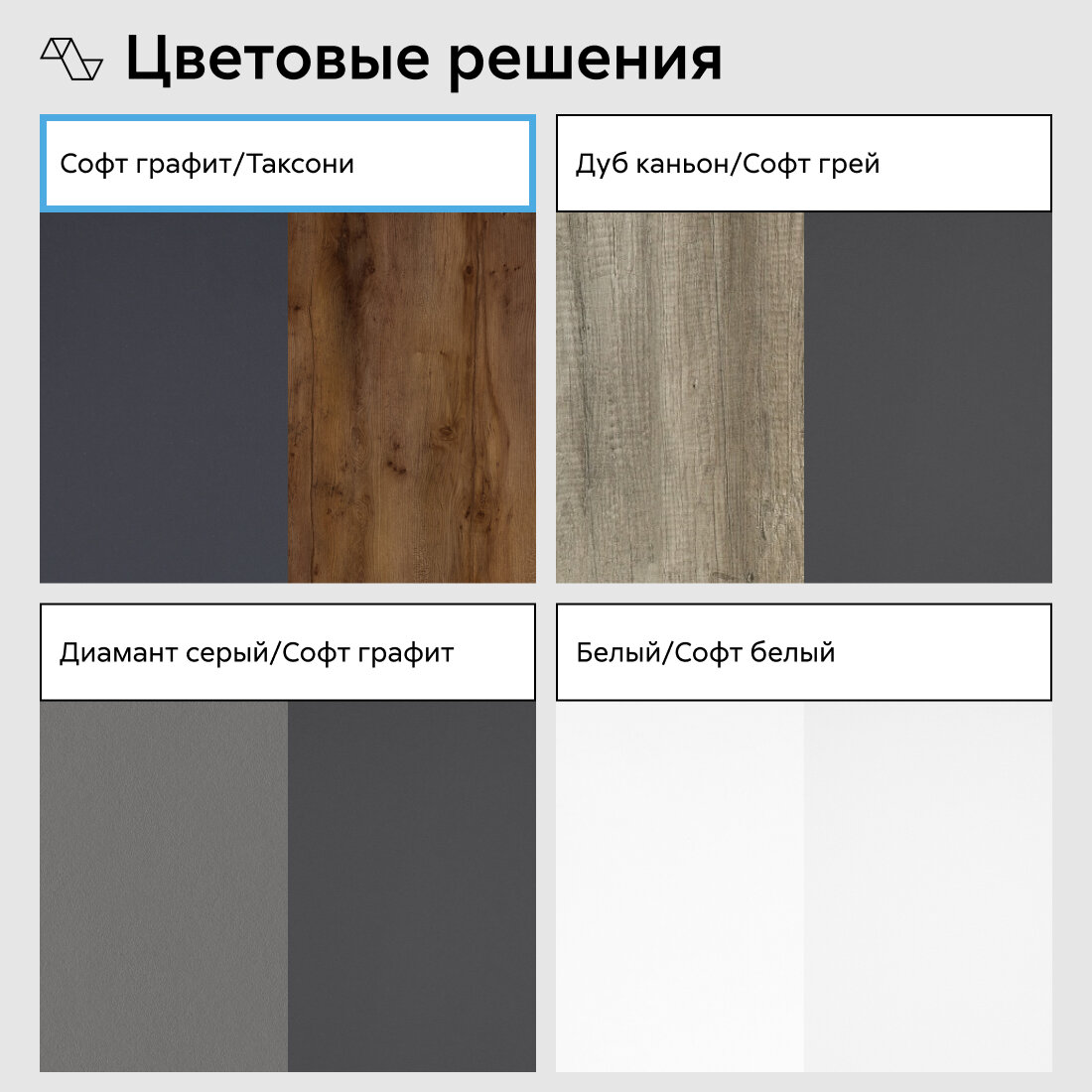 Стенка в гостиную Нонтон Прага-6 New, 197x35x160 см, 3 модуля, таксония / софт графит — фото 1