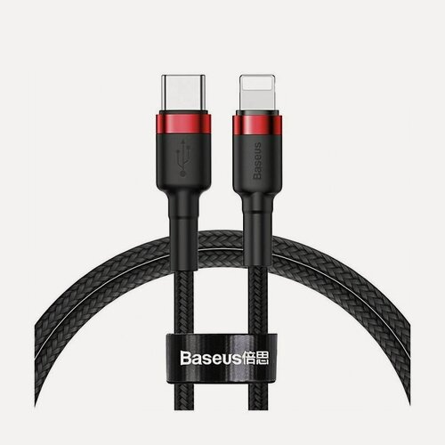 Изображение товара Кабель для зарядки Baseus Cafule Type-C - Lightning, 1 м, черно-красный