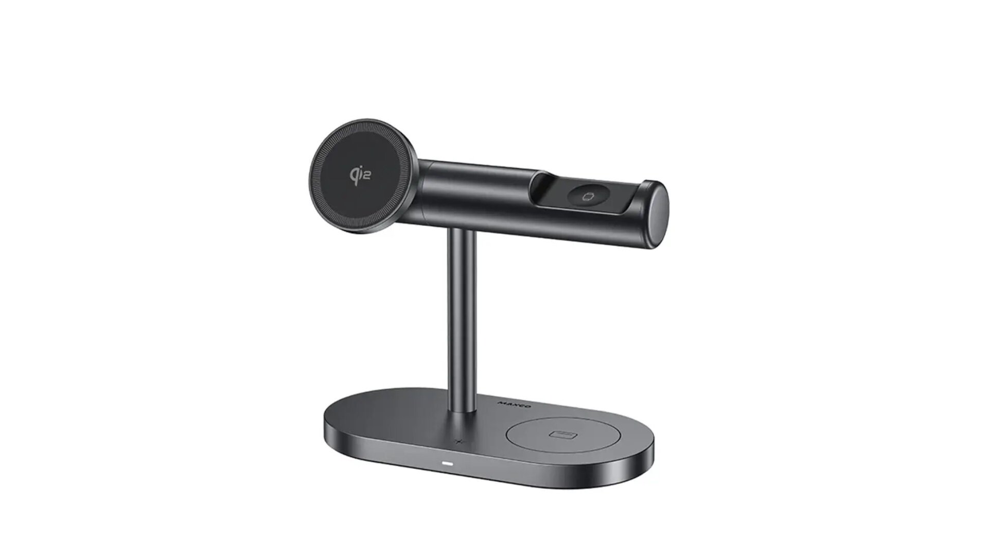Беспроводная зарядная подставка MAXCO 4-in-1 Magnetic Wireless MW16, Qi2, Total 22.5W, Alluminium alloy, Dark Grey