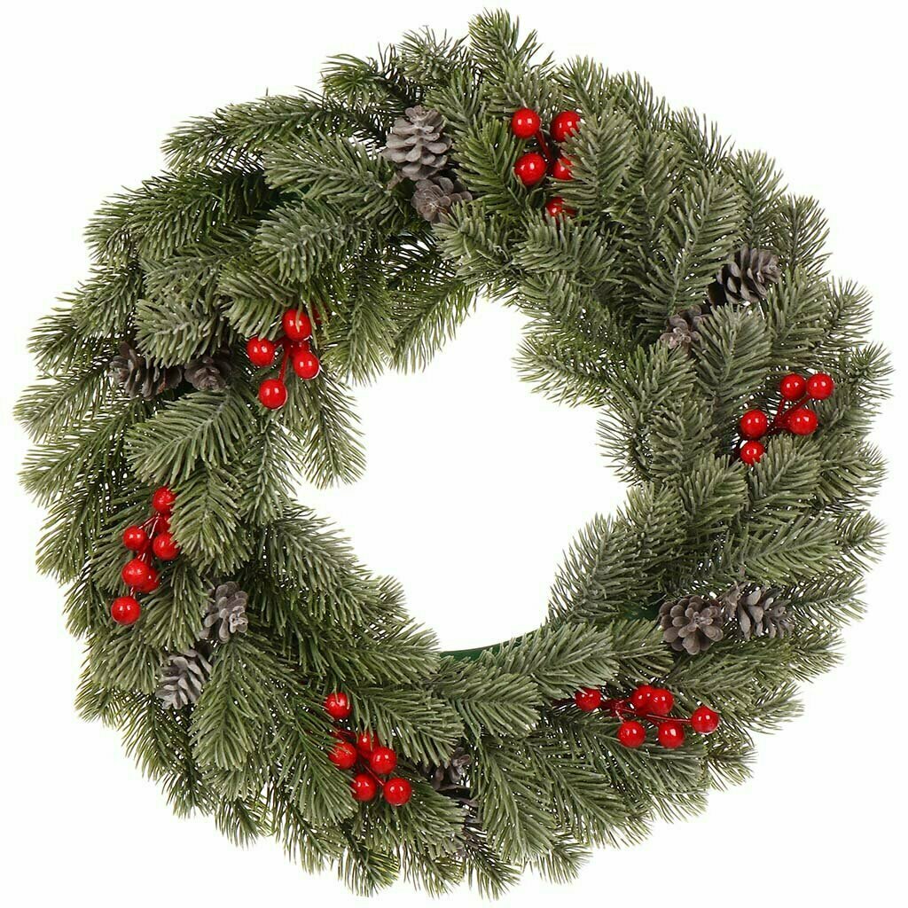 Венок рождественский  с ягодами и шишками Декоративные украшения，Диаметр 50 см