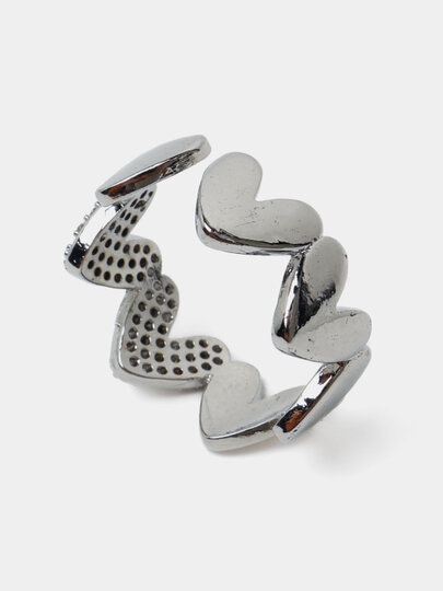 Кольцо переплетенное, фианит, безразмерное, ширина 4 мм, Silver — фото 1