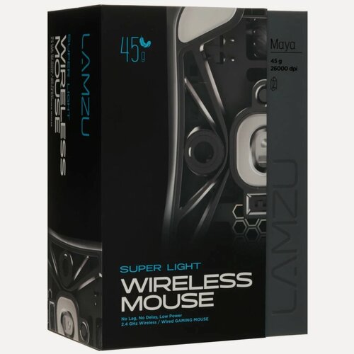 Изображение товара Мышь беспроводная/проводная LAMZU Maya, Nordic MCU, PixArt PAW3395, черный