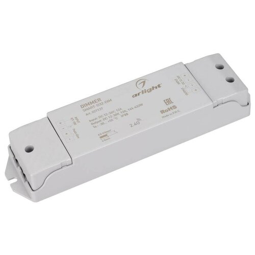 Диммер SMART-D32-DIM (12-36V, 12A, 0/1-10V) (Arlight, IP20 Пластик, 5 лет) 023061 диммер smart d1 dim 12 36v 0 1 10v arl ip20 пластик