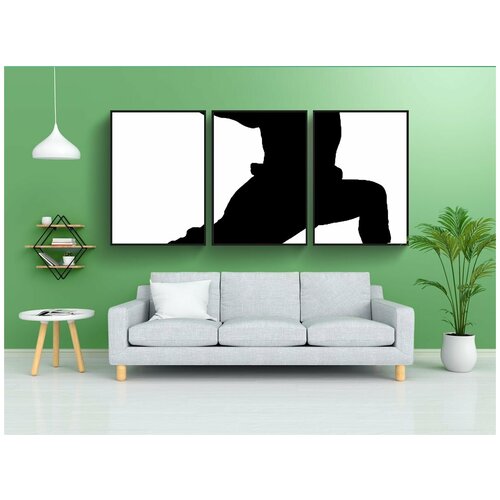 фото Набор модулных постеров для интерьера "силуэт, кунг фу, ушу" 60x90 см. в тубусе, без рамки lotsprints