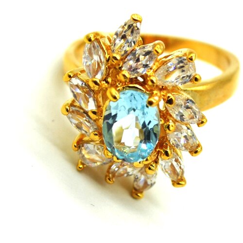 Кольцо ForMyGirl, топаз синтетический, размер 18, голубой secrets позолоченное кольцо с дымчатым топазом