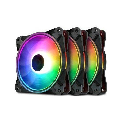 Вентилятор DEEPCOOL CF120 PLUS (3 IN 1) RGB 120x120x25мм (16шт./кор, PWM, Addresable RGB подсветка, 500-1800об/мин) Retail (CF120 PLUS) черный/бесцветный