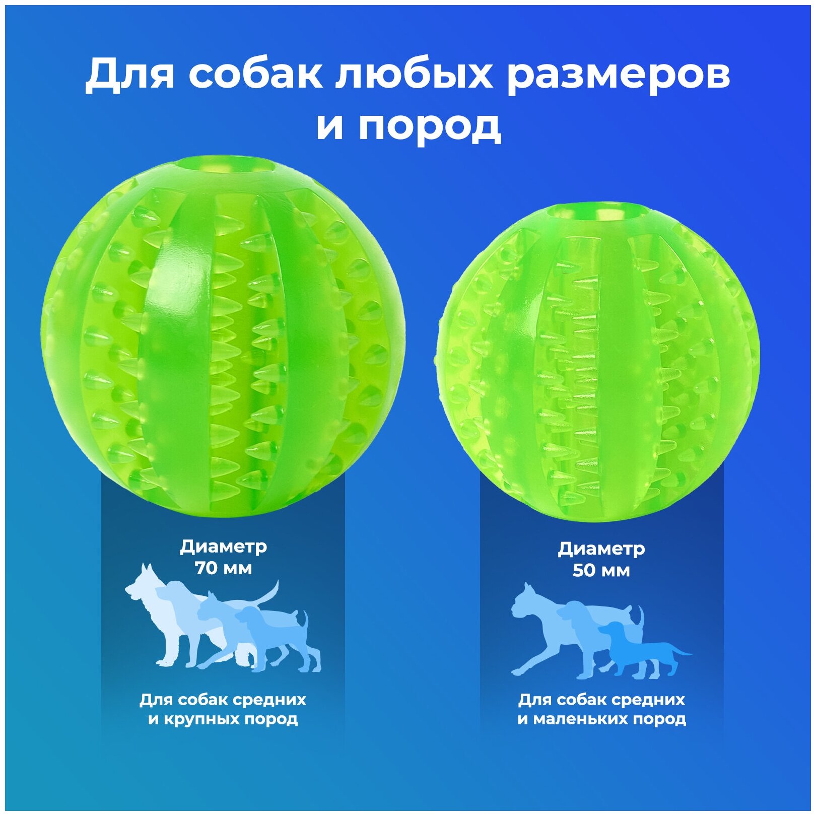 Игрушка мяч для собак резиновый неубиваемый, Чистые клыки, Играй Гуляй, диаметр - 5 см, салатовый - фотография № 6