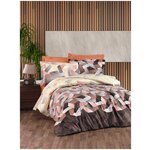 Комплект 2-х спального постельное белья ткань Ранфорс,100% хлопок, принт Косичка цвет коричневый - изображение