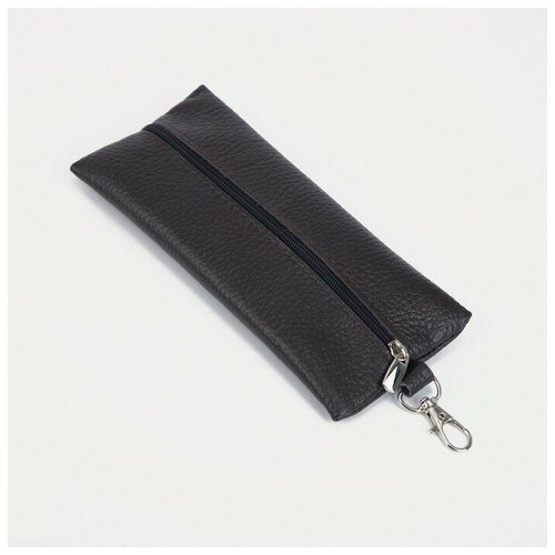 фото Ключница на молнии, длина 17 см, металлическое кольцо, цвет коричневый noname