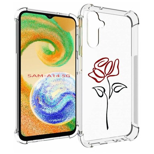 Чехол MyPads цветок в одну линию для Samsung Galaxy A14 4G/ 5G задняя-панель-накладка-бампер