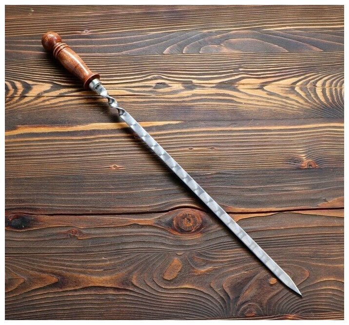 Шампур узбекский для люля кебаб широкий 40см/1,4 см с деревянной ручкой