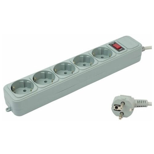 PC PET Сетевой фильтр AP01006-1.8-G 1.8м 5 розеток, EURO, EURO RUS , серый
