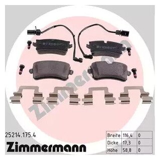 Колодки Зад Audi A4/A6/A7 1.8Tfsi/2.0Tfsi 10- Zimmermann арт. 25214.175.4