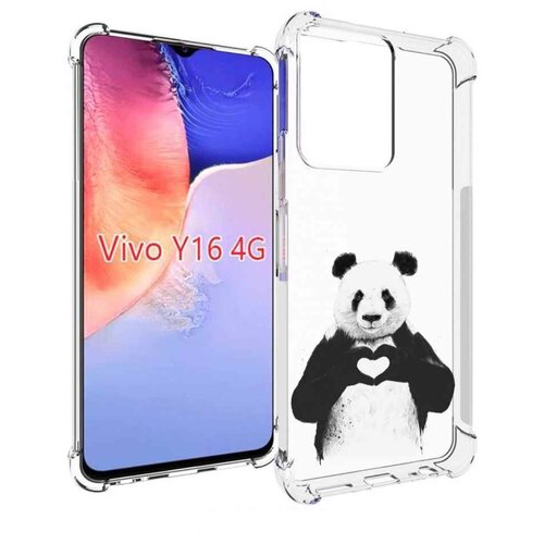 Чехол MyPads Влюбленная панда для Vivo Y16 4G/ Vivo Y02S задняя-панель-накладка-бампер