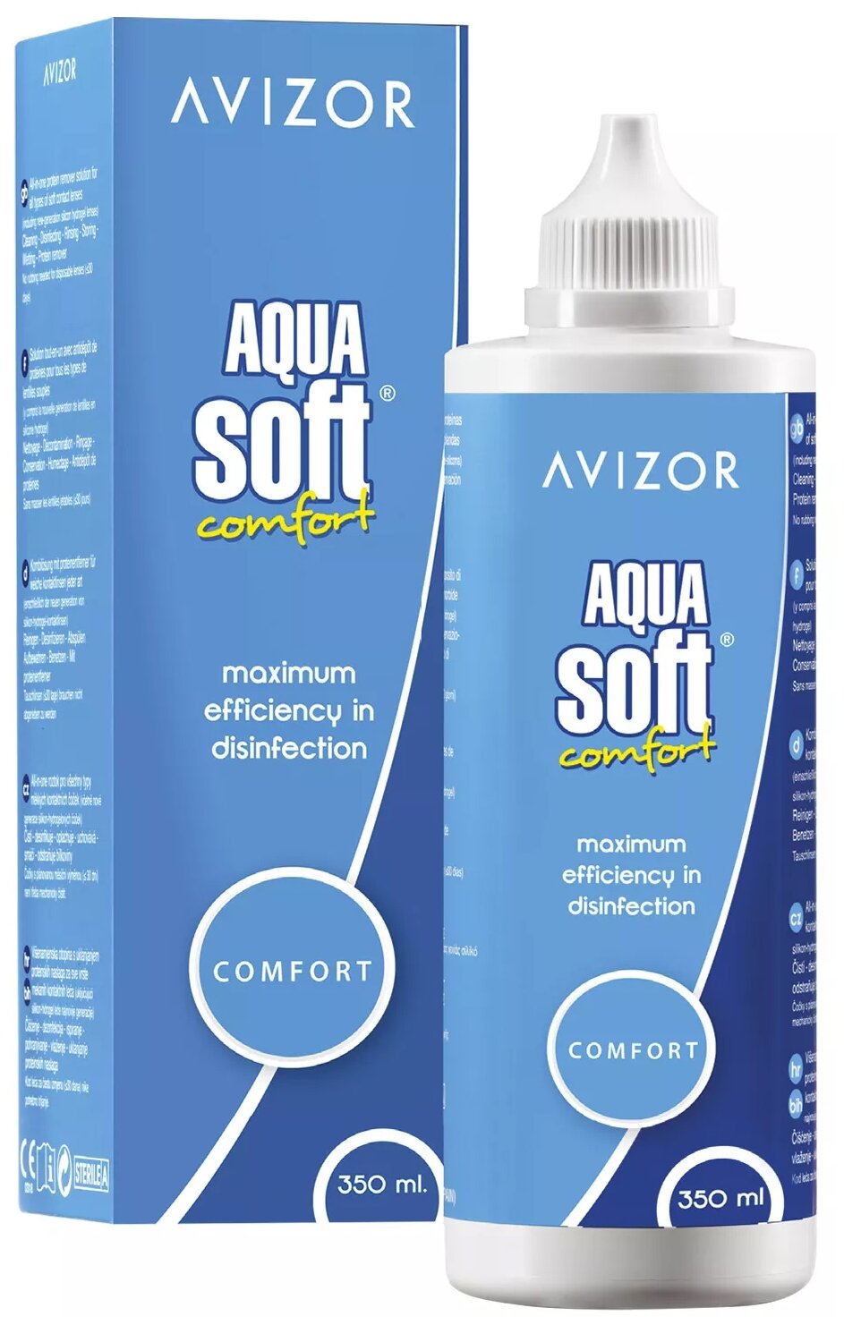 Многоцелевой раствор для контактных линз Avizor Aqua Soft Comfort (Авизор Аквасофт Комфорт), 350 мл с контейнером для линз
