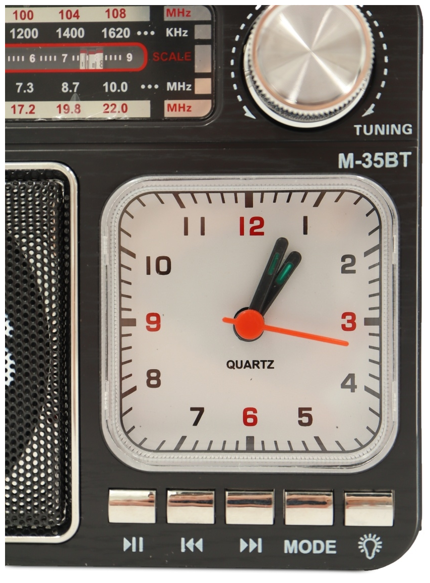 Радиоприемник MEIER M-35ВТ / Радио / USB microSD с LED-фонариком часы с подсветкой / Bluetooth