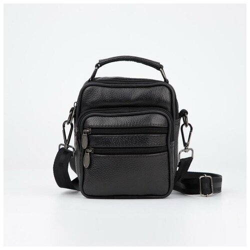 Сумка мужская отдел на молнии 4 наружных кармана длинная стропа цвет чёрный 2591₽