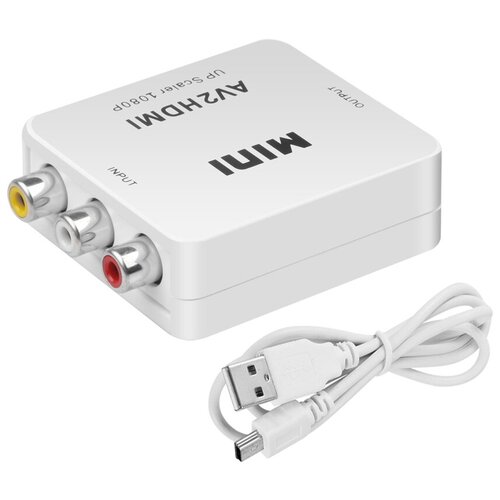 Конвертер AV на HDMI и аудио, AV 2 HDMI, белый 1080p mini vga to av rca convertisseur box adapter avec 3 5mm vga2av cvbs audio conversor hdtv pc support ntsc pal