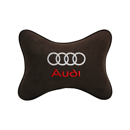 фото Подушка на подголовник алькантара coffee с логотипом автомобиля audi vital technologies