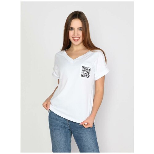 футболка женская натура кулирка белый Футболка Style Margo, размер 48, белый