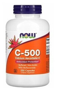 NOW Vitamin C-500 Ascorbate 250 vcaps