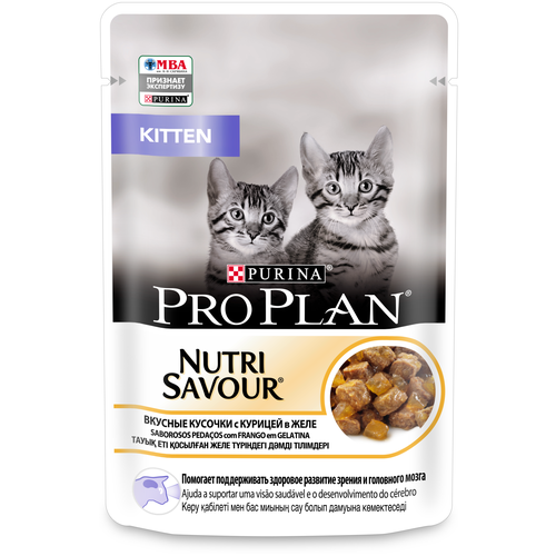 влажный корм для котят pro plan nutrisavour курица 6 шт х 85 г кусочки в соусе Влажный корм для котят Pro Plan Nutrisavour, курица 85 г (кусочки в желе)