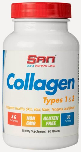 Изображение товара Коллаген для суставов SAN Collagen 1 и 3 типа 90 таблеток, добавка для кожи, волос и связок