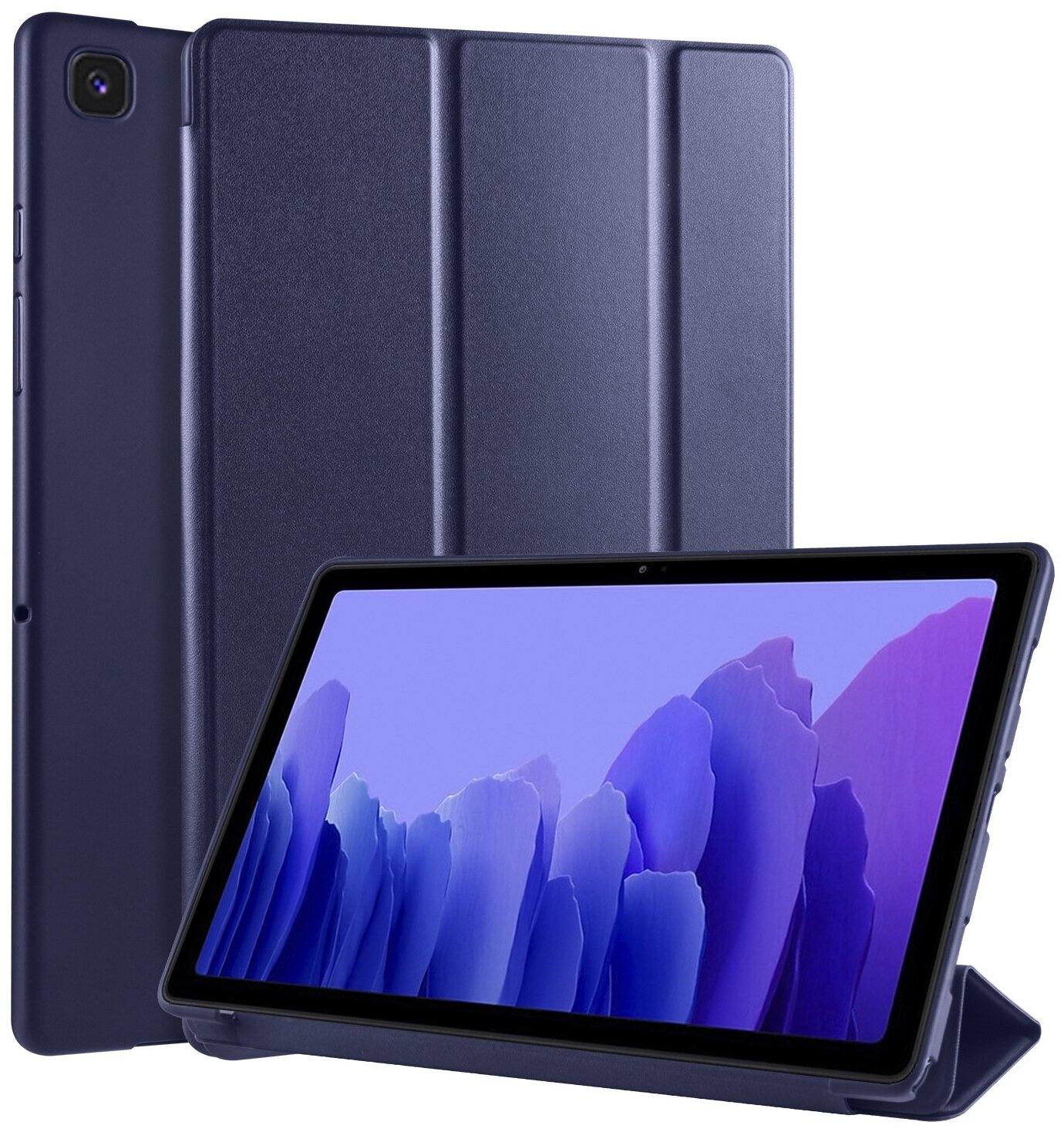 Чехол для планшета Samsung Galaxy Tab A7 10.4" (2020) SM-T500/T505, из мягкого силикона, трансформируется в подставку (темно-синий)