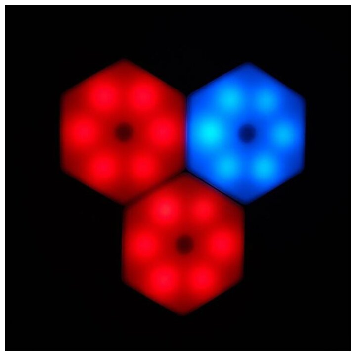 Luazon Lighting Набор светильник сенсорный "соты с пультом" 3 шт, 85х75мм, RGB, 3*ААА (не в компл.)
