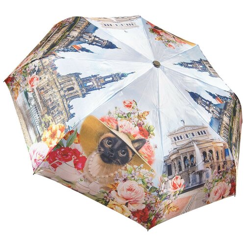 UTEKI зонт женский кошки, 3 сложения, суперавтомат, полиэстер, купол 102 см. U5554-03